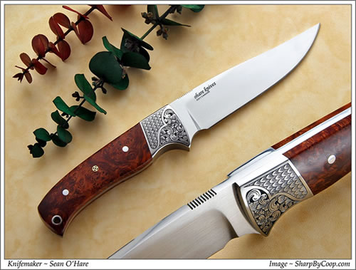 Hunter with Stabilized Juniper Burl Handle & Engraved Bolsters