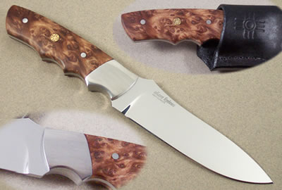 Silver Raven with Redwood Burl Handle